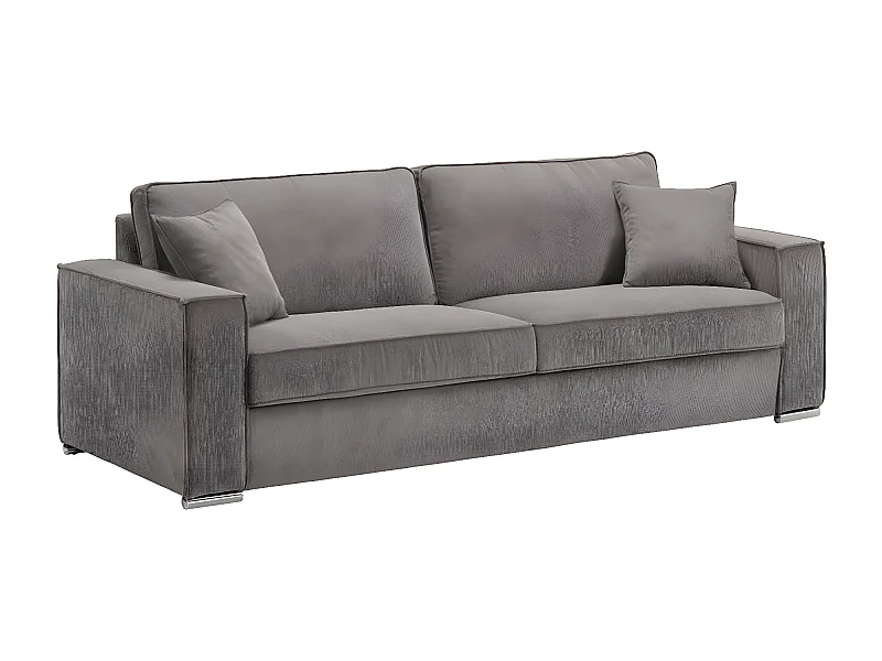 Vaste corduroy bank met 2 Kleman kussens-Kleur Donkergrijs-Aantal plaatsen) 3 plaatsen