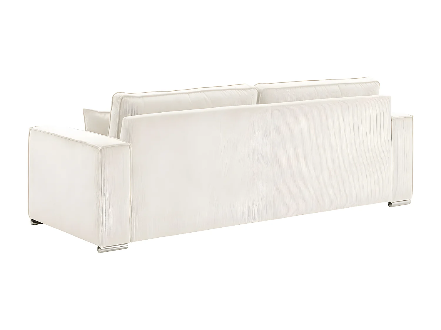 Canapé fixe velours côtelé avec 2 Coussins Kleman-Couleur Blanc-2 places