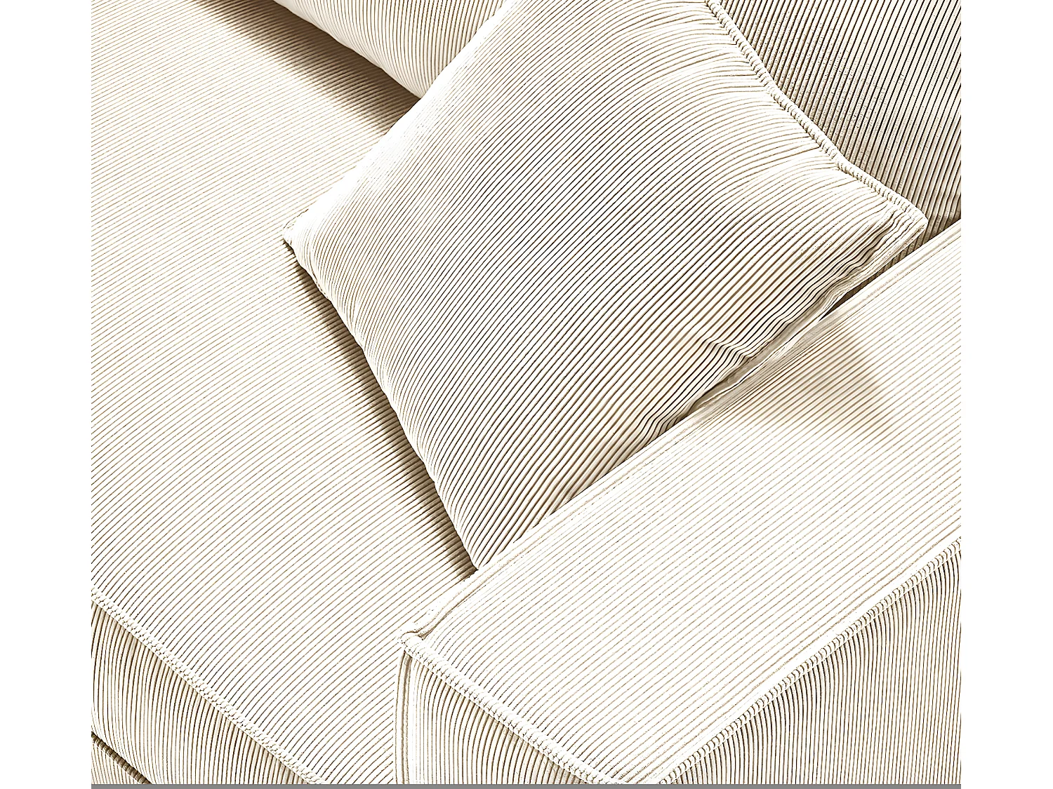 Canapé fixe velours côtelé avec 2 Coussins Kleman-Couleur Blanc-2 places