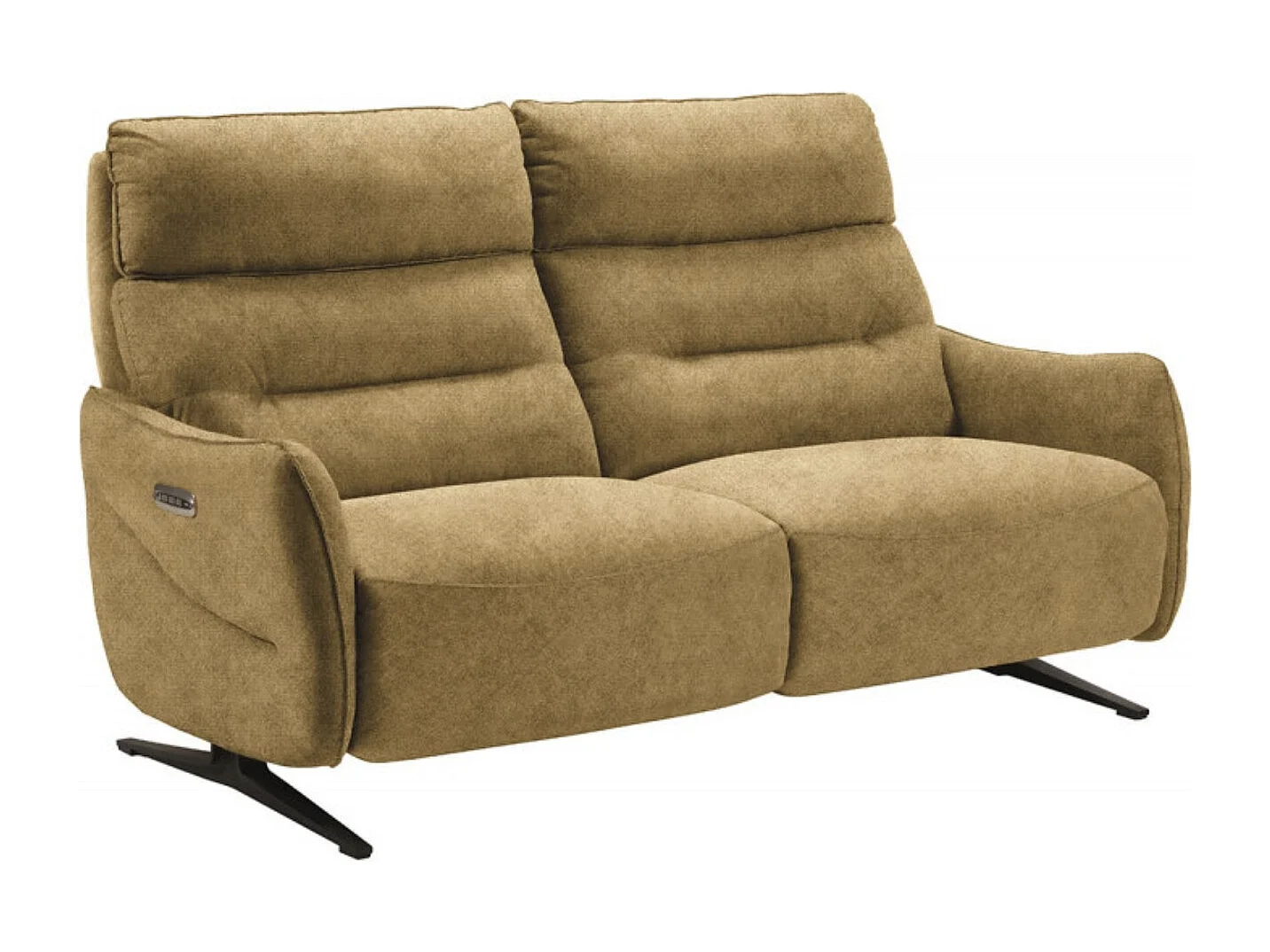 Canapé de relaxation en microfibre Kondonia-Couleur Jaune moutarde-Système Electrique-3 places