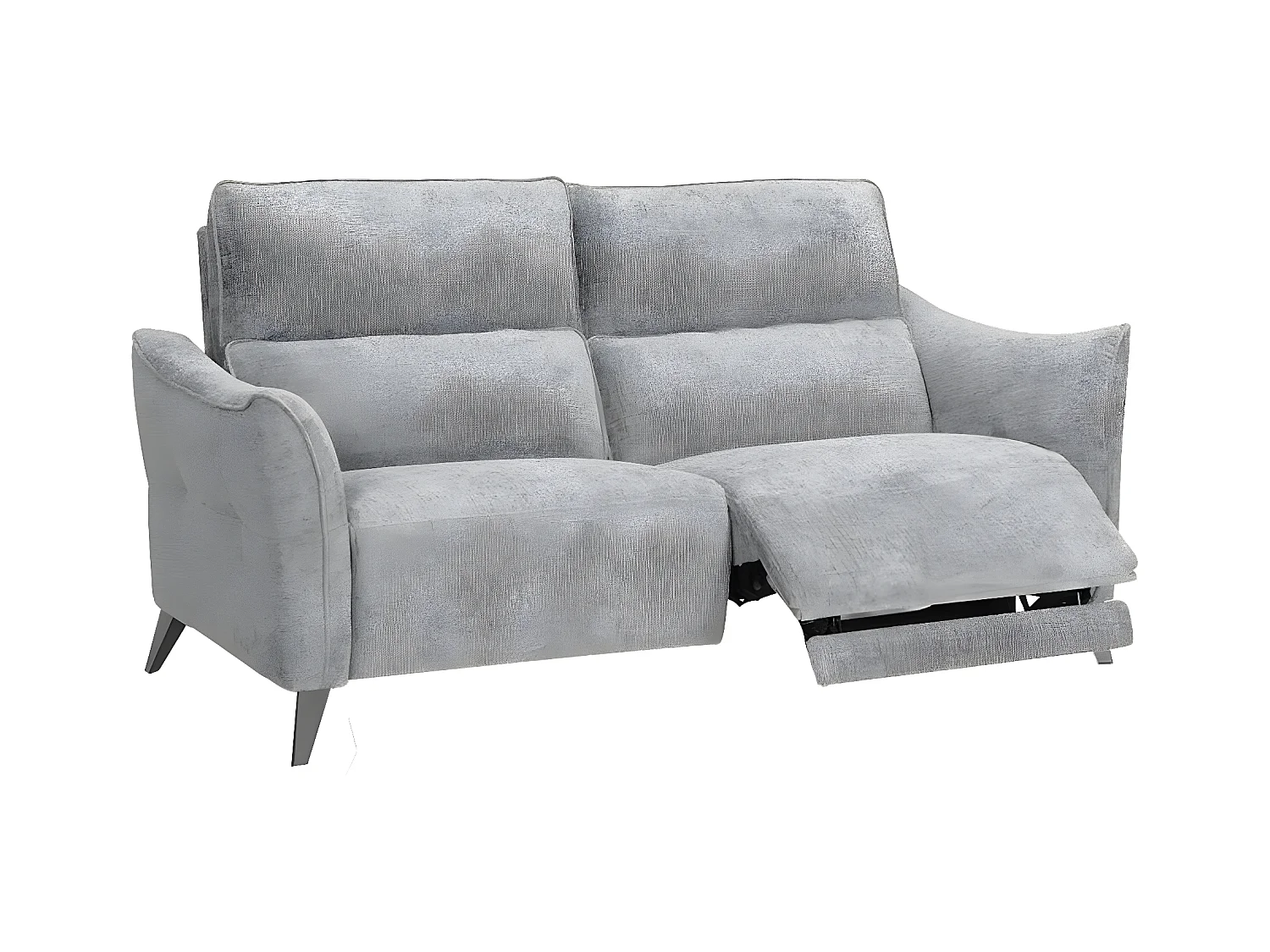 Canapé de relaxation électrique tissu chenillé doux et moelleux Bakay-Couleur Gris clair-3 places relax électrique