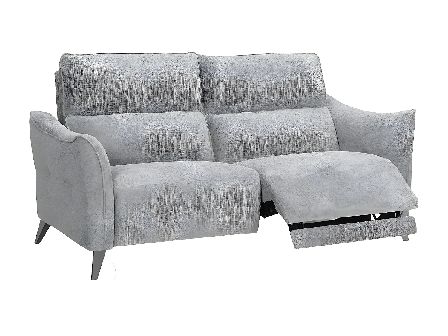 Canapé tissu chenillé doux et moelleux Bakay-Gris clair-3 places relax électrique