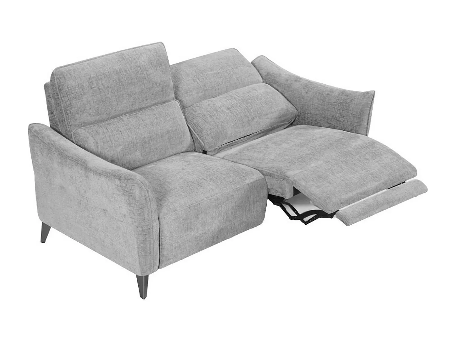 Canapé tissu chenillé doux et moelleux Bakay-Gris clair-3 places relax électrique