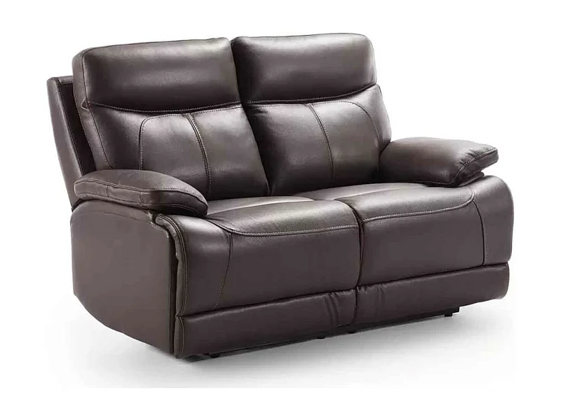 Canapé en microfibre Ducka-Marron-Système Fixe - sans relax-2 places