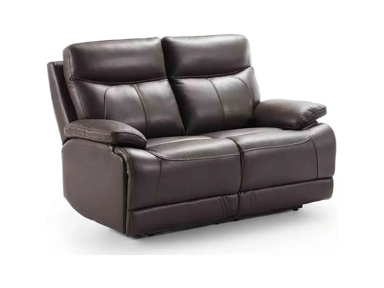 Canapé de relaxation électrique en microfibre Ducka-Couleur Marron-Système Fixe - sans relax-2 places