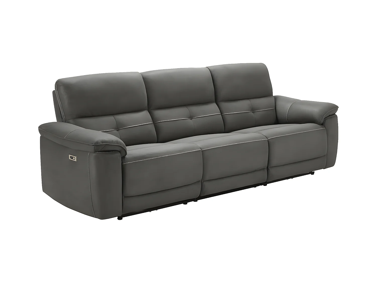 Canapé de relaxation électrique en microfibre Kleman-Couleur Gris foncé-3 places relax électrique