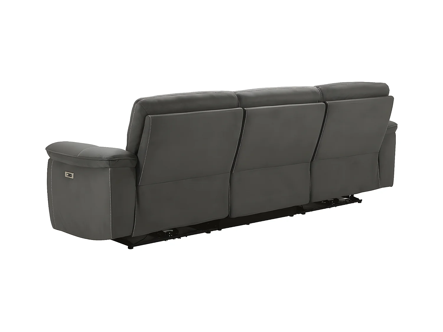 Canapé de relaxation électrique en microfibre Kleman-Couleur Gris foncé-3 places relax électrique