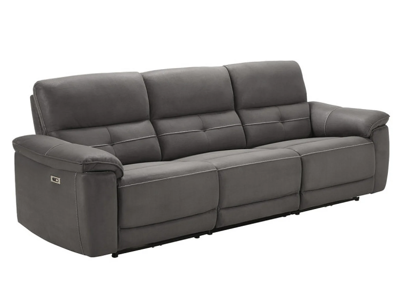 Canapé de relaxation électrique en microfibre Kleman-Couleur Gris foncé-3 places relax électrique