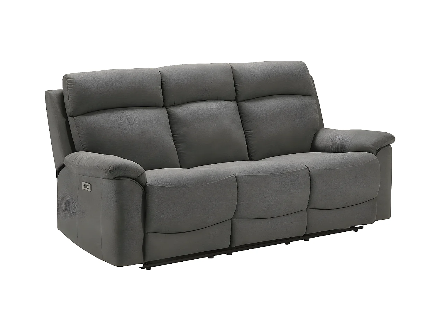Canapé de relaxation en tissu Katika-Couleur Gris-Système Electrique-3 places