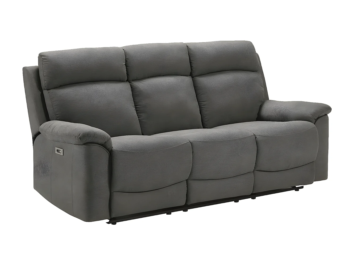 Relaxbank in stof Katika-Kleur Grijs-Systeem Elektrisch-Aantal plaatsen) 3 plaatsen