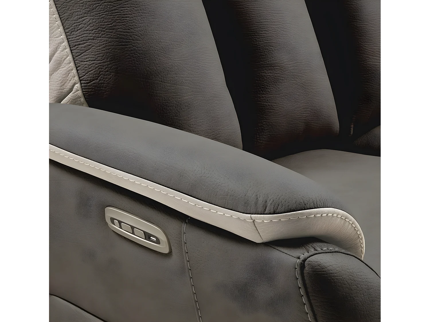 Kondort Nubuck elektrische relaxbank-Kleur Donkergrijs-Aantal plaatsen) 2 elektrische relaxstoelen