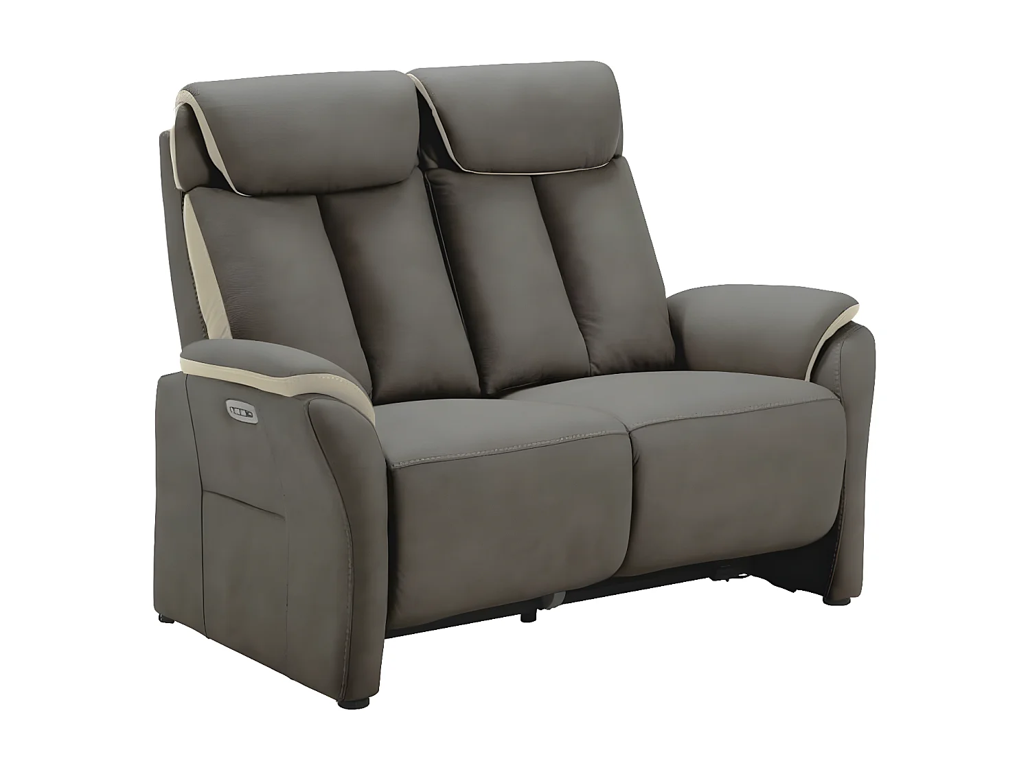 Canapé de relaxation en nubuck Kondort-Gris foncé-2 places relax électrique