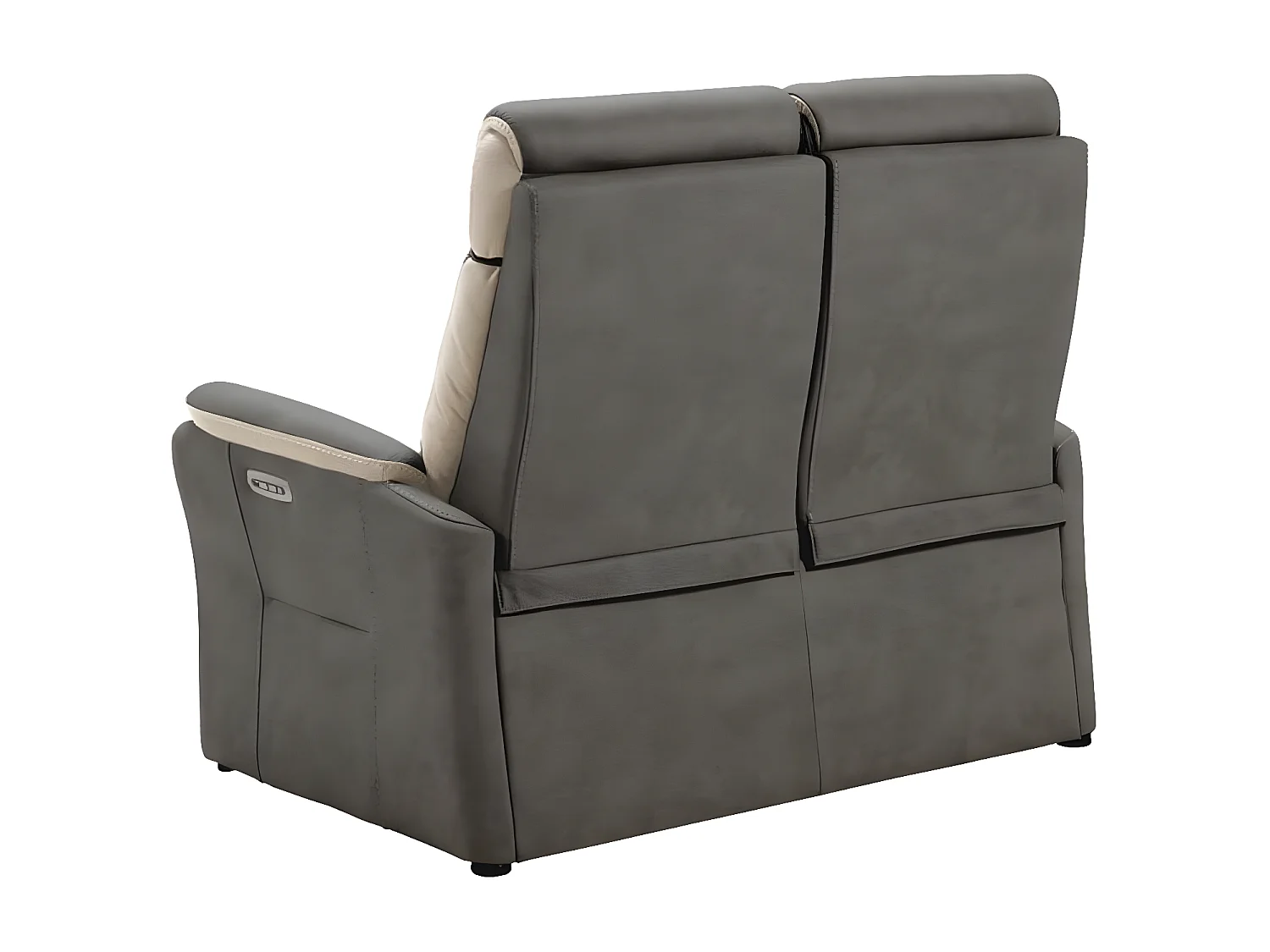 Canapé de relaxation en nubuck Kondort-Gris foncé-2 places relax électrique