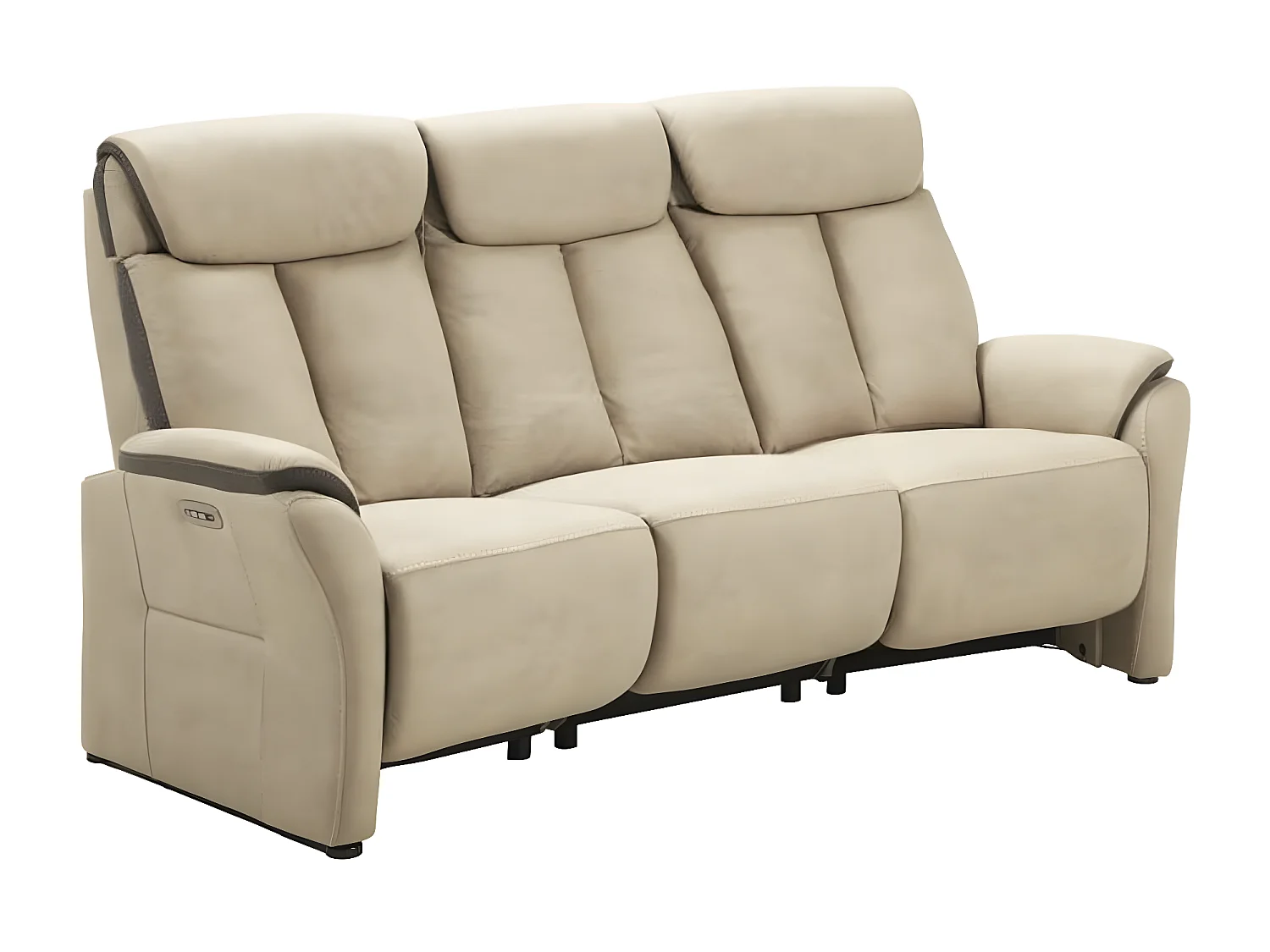 Canapé de relaxation en nubuck Kondort-Gris foncé-2 places relax électrique