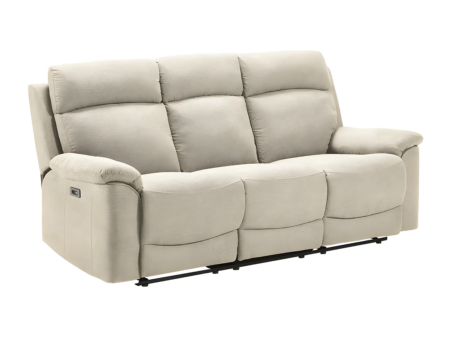 Canapé de relaxation en tissu Katika-Couleur Beige clair-Système Electrique-3 places