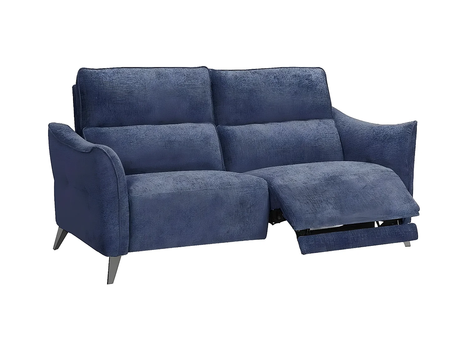 Bakay elektrische relaxbank van zacht en pluche chenillestof-Kleur Donkerblauw-Aantal plaatsen) 3-zits elektrische relax