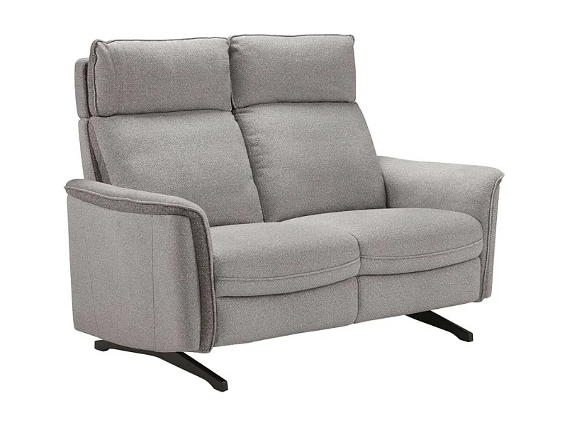 Canapé de relaxation électrique tissu chiné Riloza-Couleur Gris clair-2 places fixe