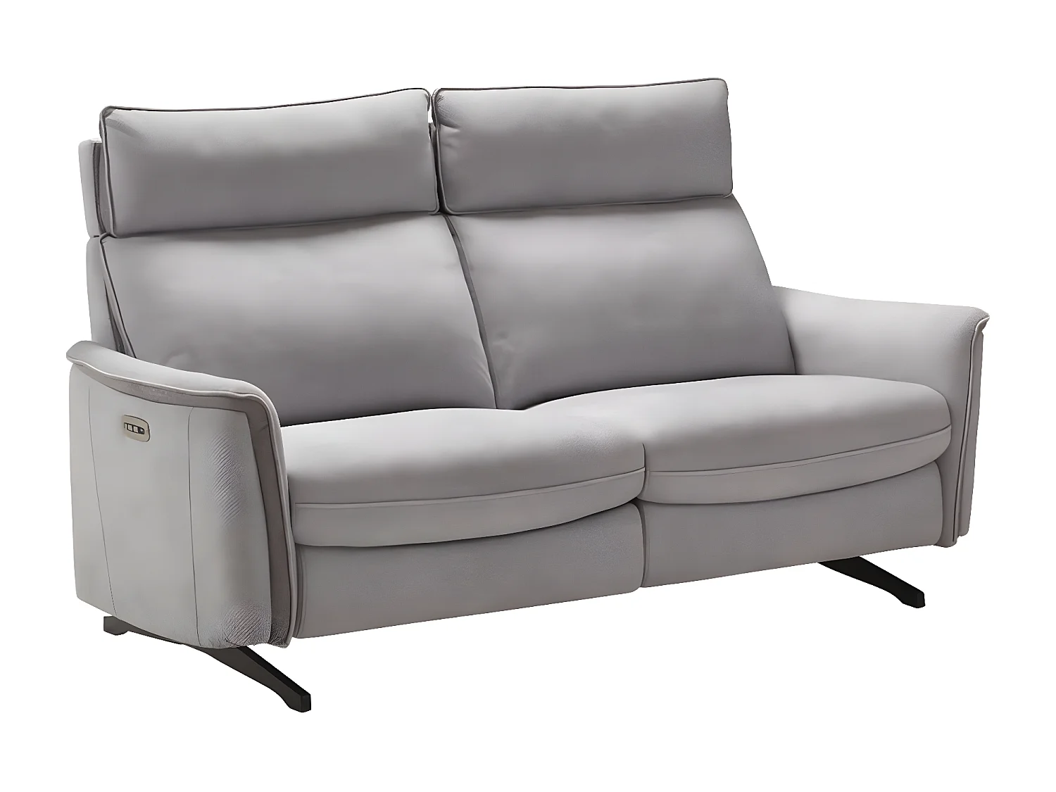 Canapé de relaxation tissu chiné Riloza-Gris clair-2 places fixe