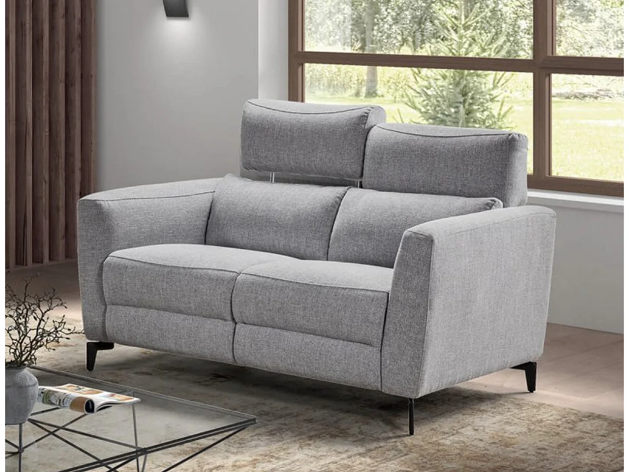 Canapé de relaxation en tissu Bakay-Gris foncé-Système Fixe - sans relax-2 places