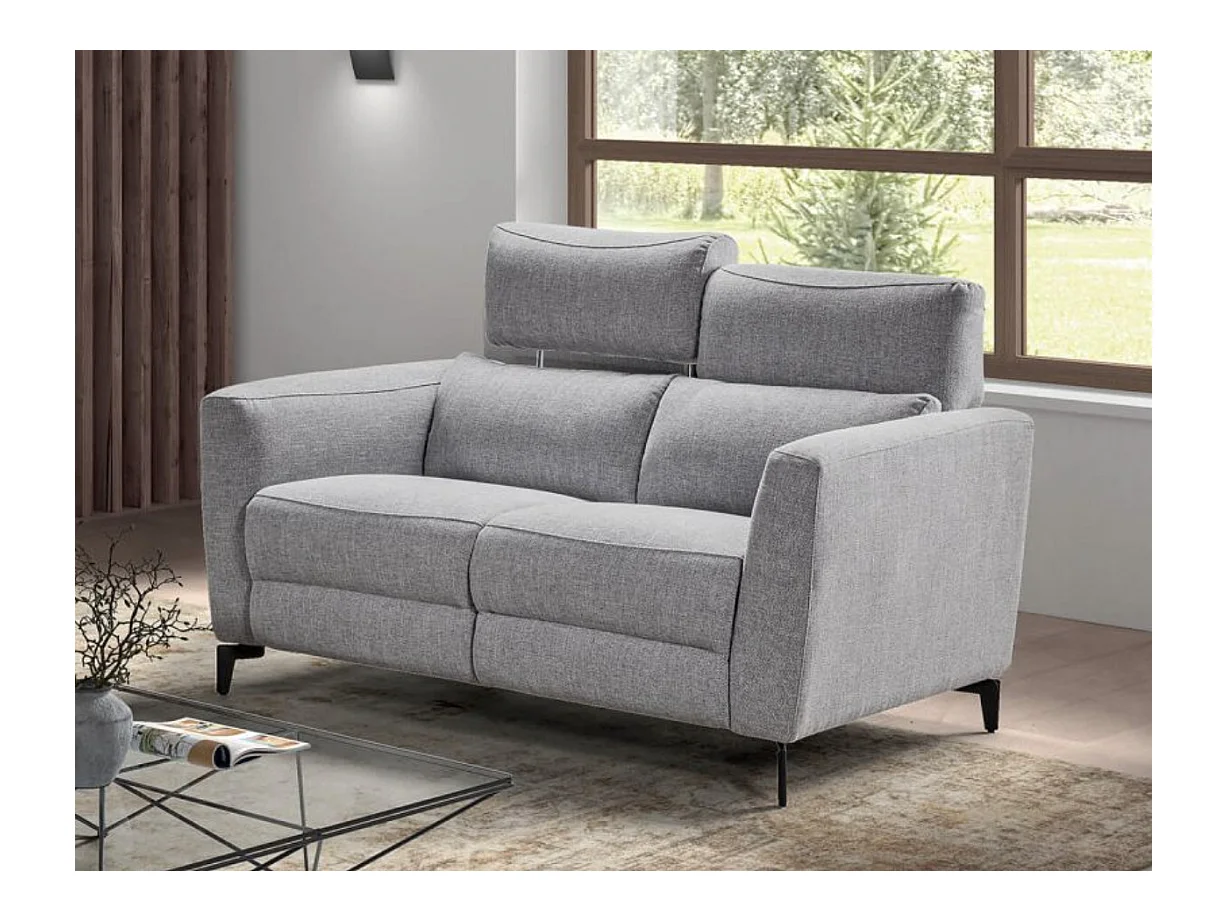 Canapé de relaxation électrique en tissu Bakay-Couleur Gris foncé-Système Fixe - sans relax-2 places