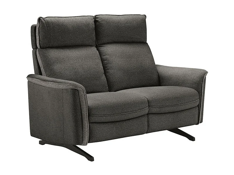 Canapé de relaxation électrique tissu chiné Riloza-Couleur Gris foncé-2 places fixe