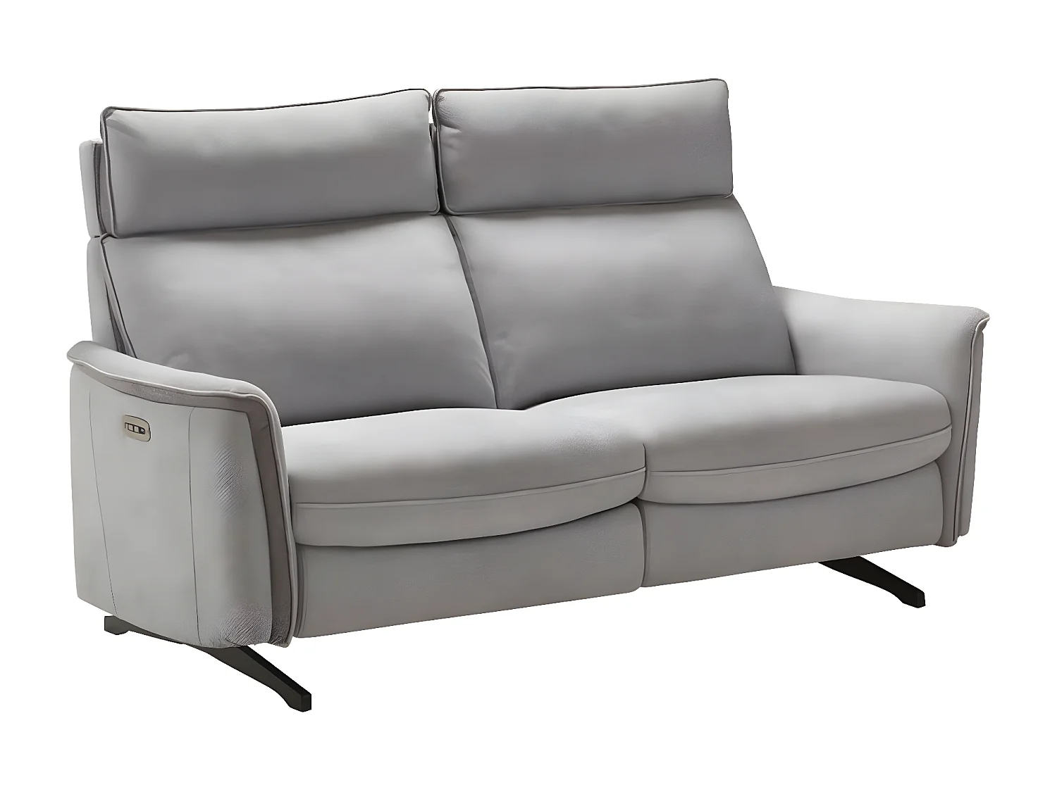 Canapé de relaxation tissu chiné Riloza-Gris foncé-2 places fixe