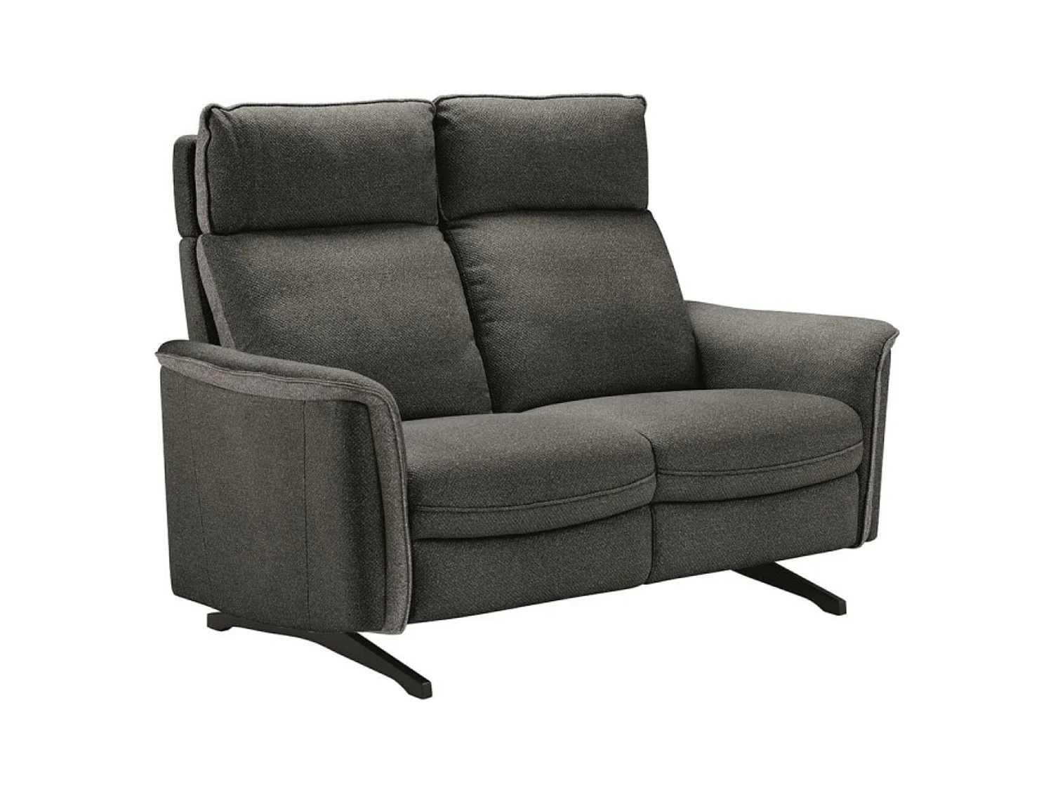 Canapé de relaxation électrique tissu chiné Riloza-Couleur Gris foncé-2 places fixe