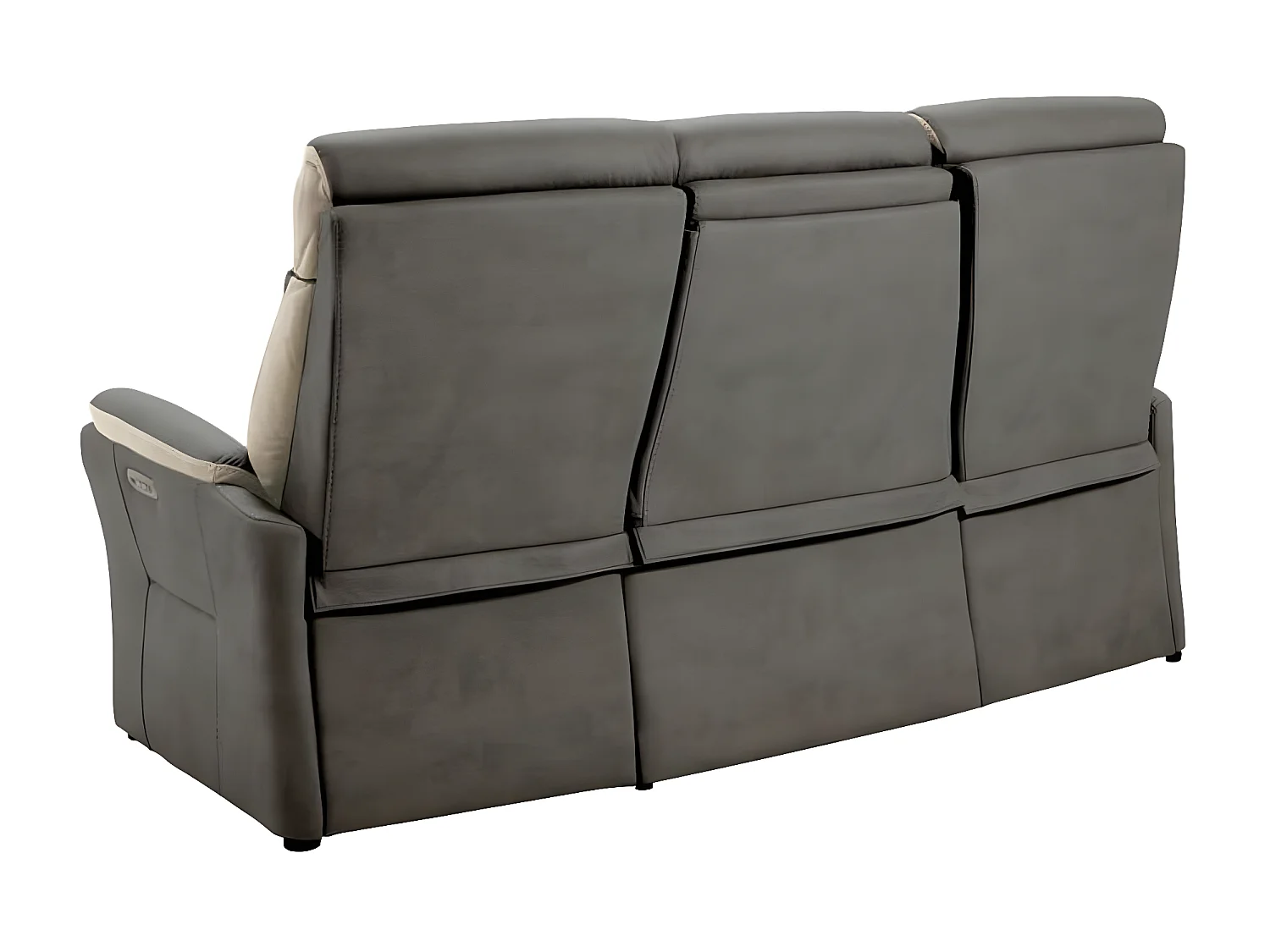 Kondort Nubuck elektrische relaxbank-Kleur Donkergrijs-Aantal plaatsen) 3-zits elektrische relax