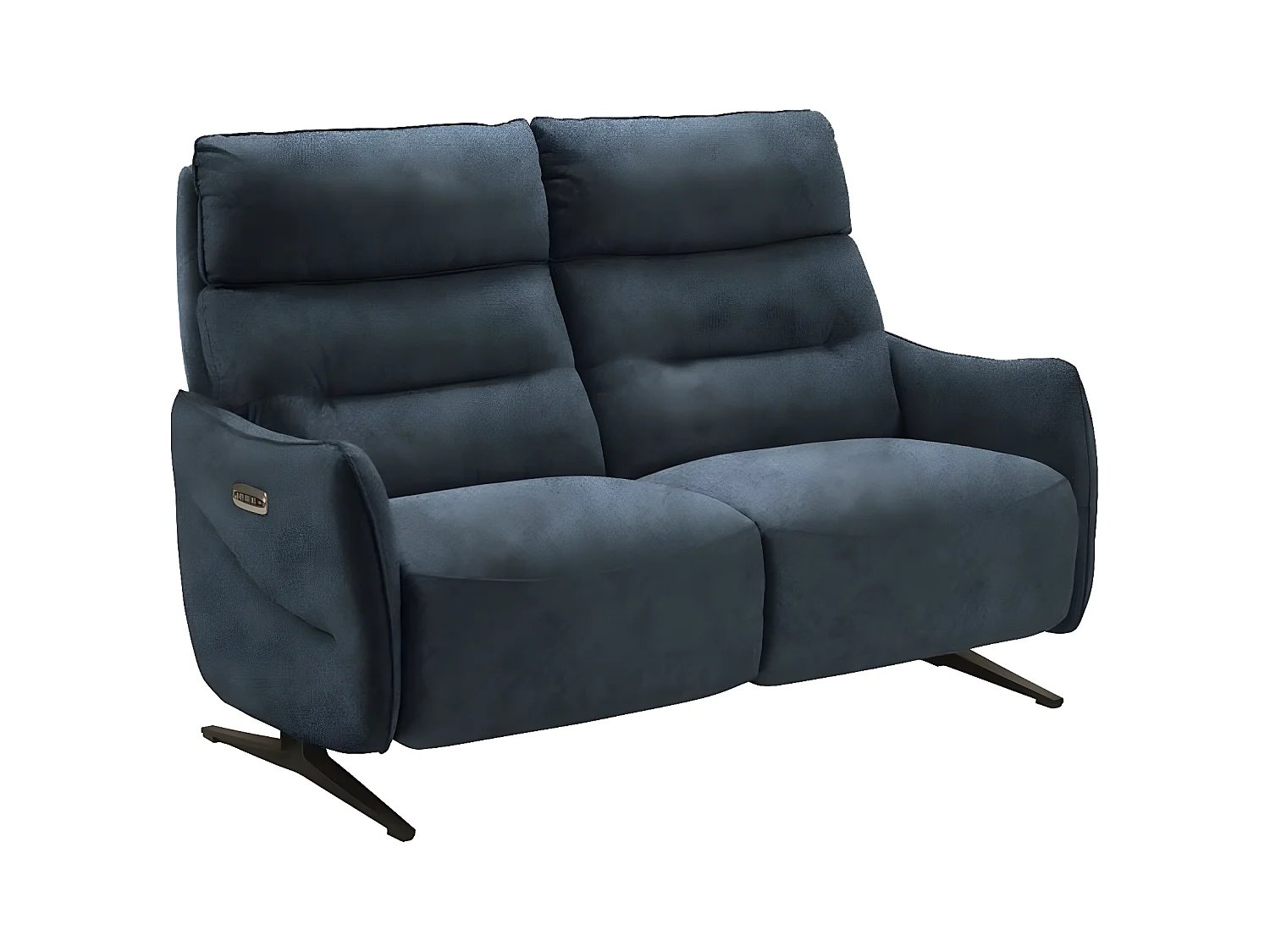 Canapé de relaxation en microfibre Kondonia-Couleur Bleu foncé-Système Fixe - sans relax-2 places