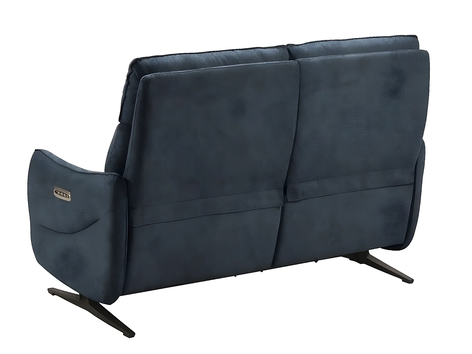 Canapé de relaxation en microfibre Kondonia-Couleur Bleu foncé-Système Fixe - sans relax-2 places