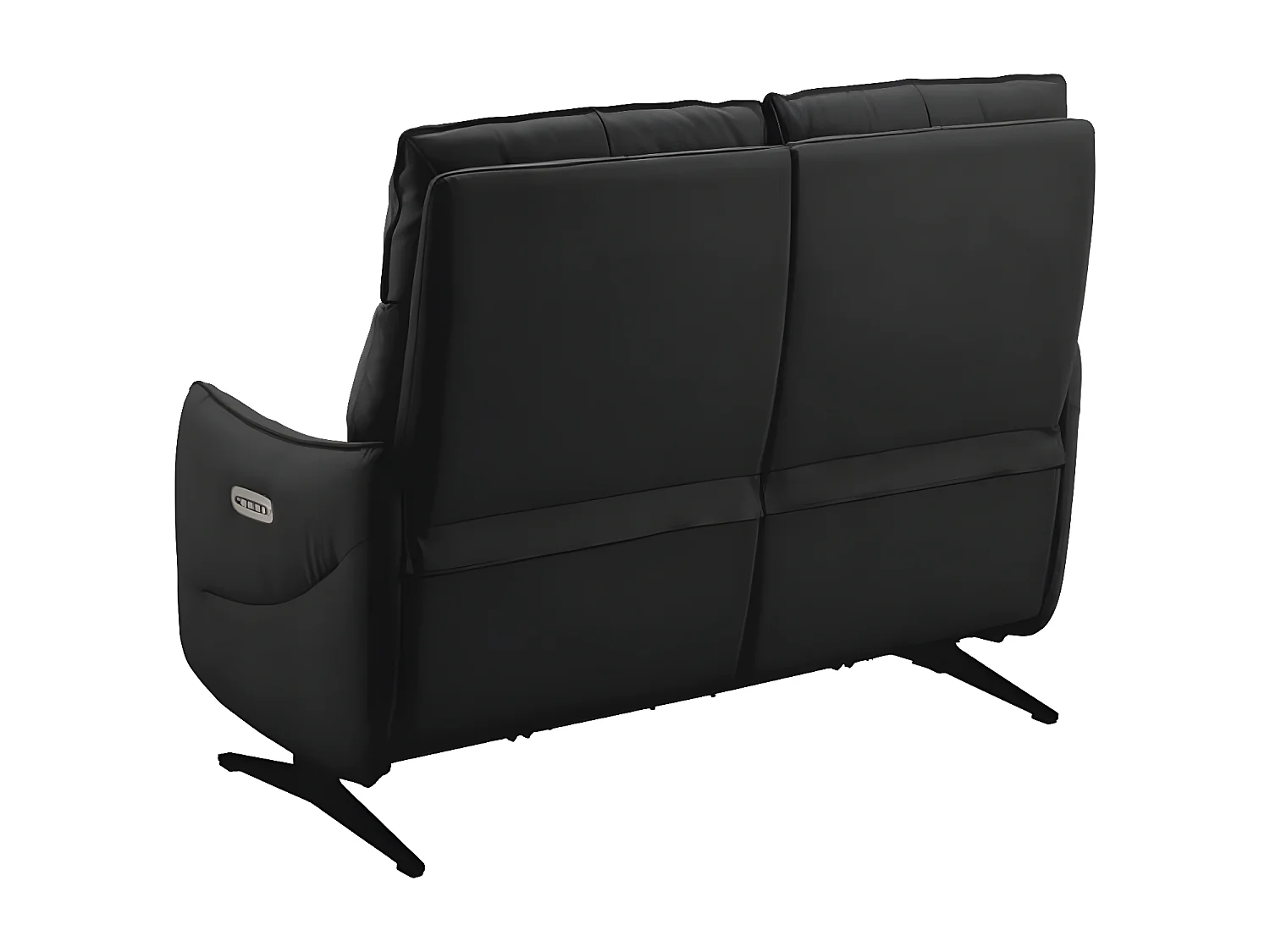 Canapé de relaxation en cuir Kondonia-Couleur Noir-Système Fixe - sans relax-2 places