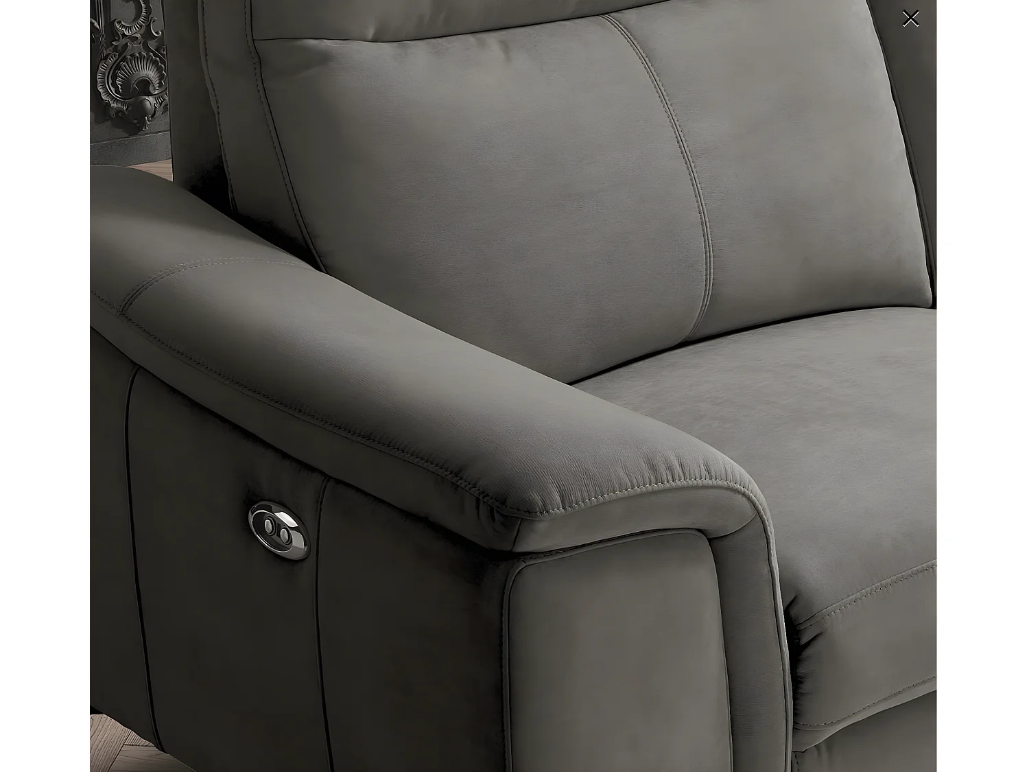 Canapé microfibre Kuiza-Gris foncé-3 places relax électrique