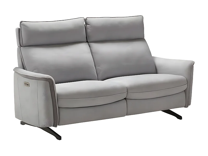 Canapé de relaxation électrique tissu chiné Riloza-Couleur Gris clair-3 places relax électrique