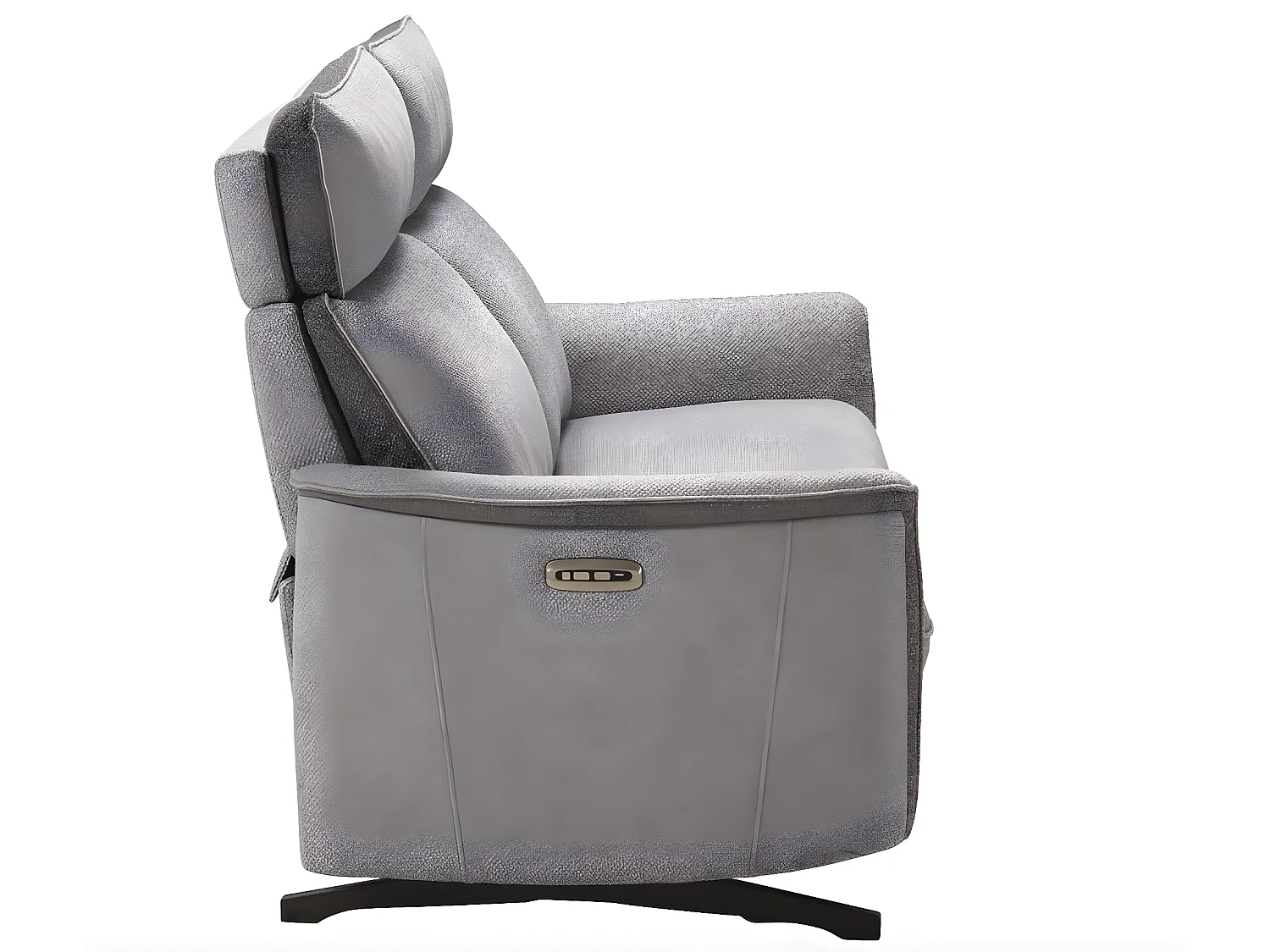 Canapé de relaxation tissu chiné Riloza-Gris clair-3 places relax électrique