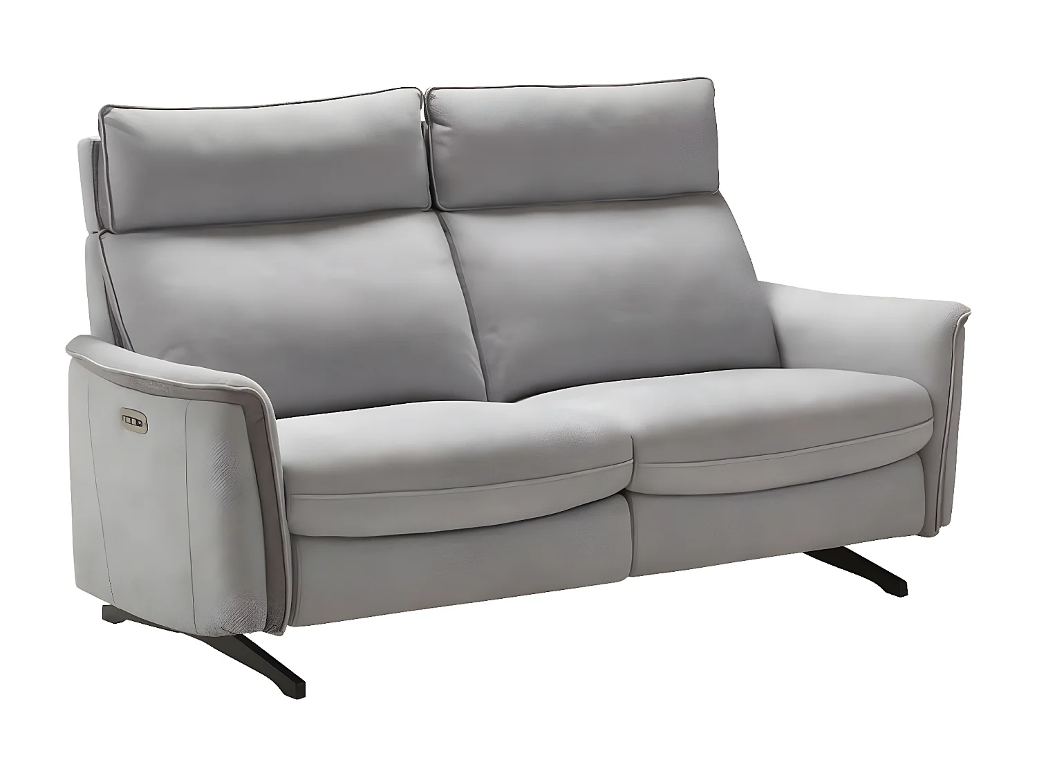 Canapé de relaxation tissu chiné Riloza-Gris clair-3 places relax électrique