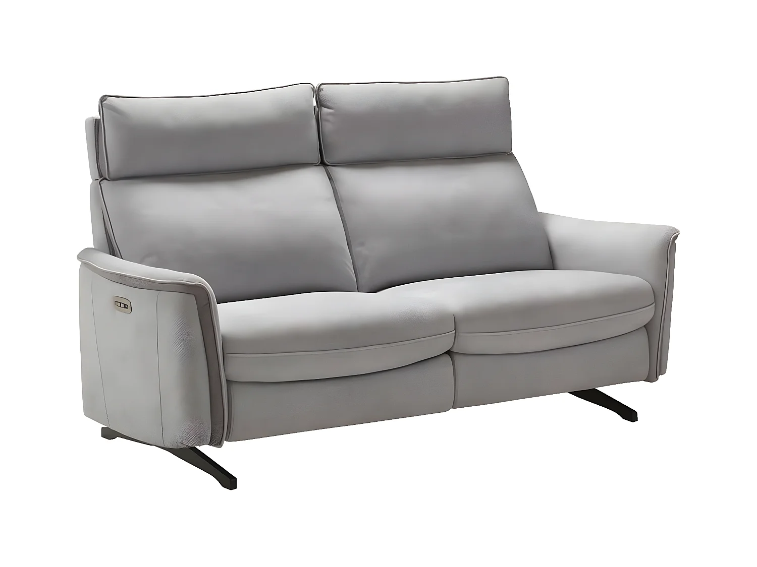 Canapé de relaxation électrique tissu chiné Riloza-Couleur Gris clair-3 places relax électrique