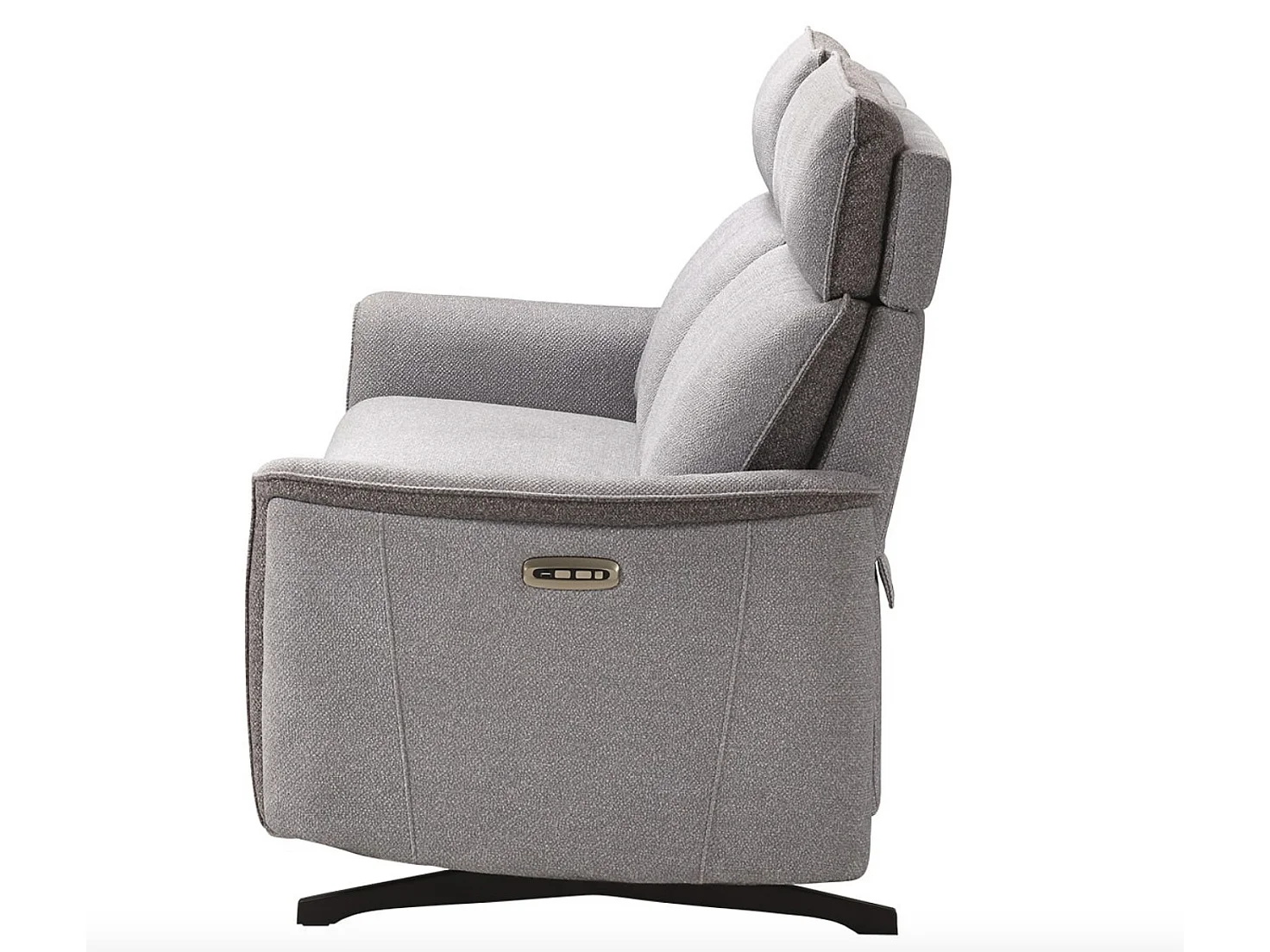 Canapé de relaxation tissu chiné Riloza-Gris clair-3 places relax électrique