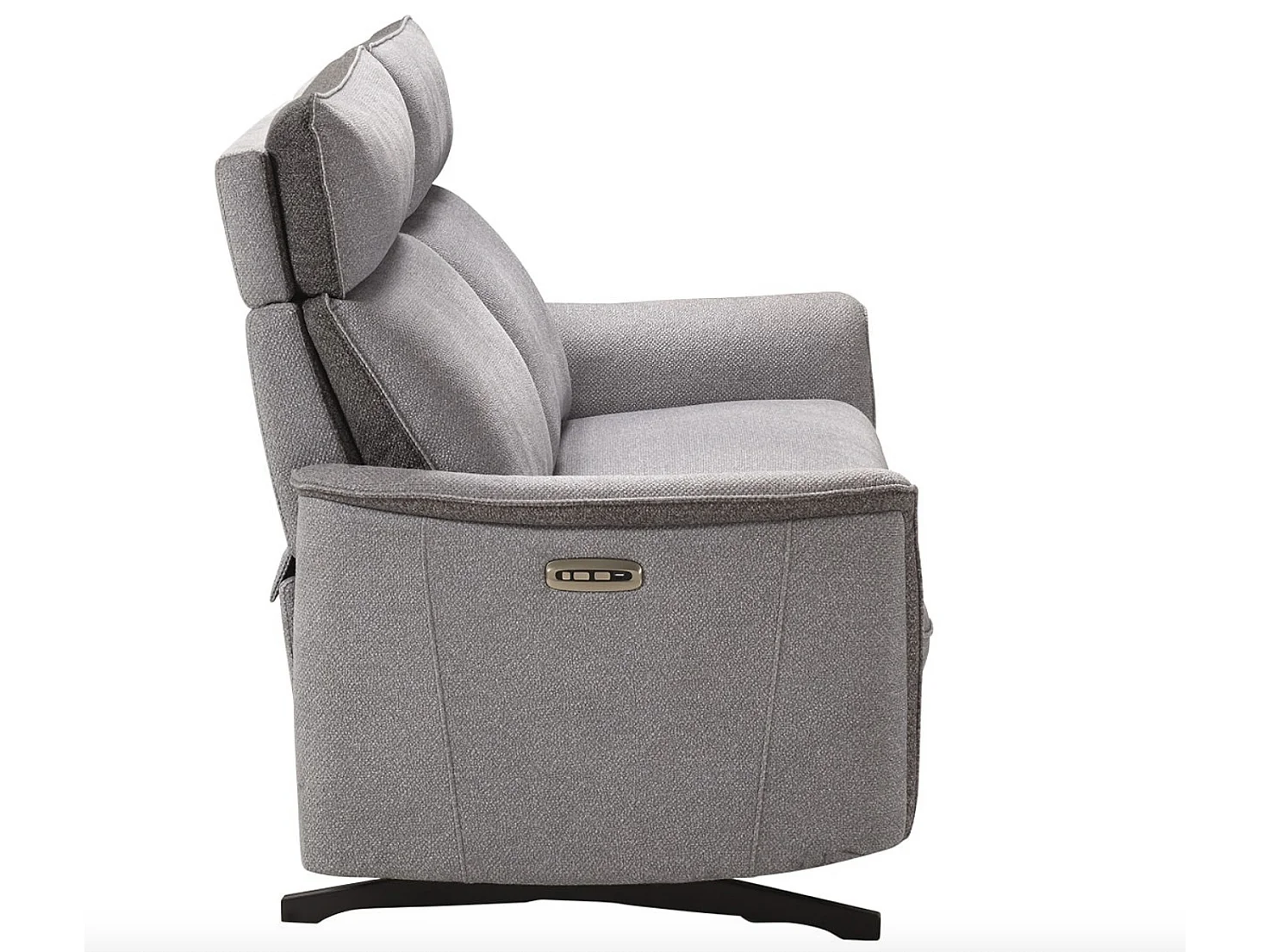 Canapé de relaxation tissu chiné Riloza-Gris clair-3 places relax électrique