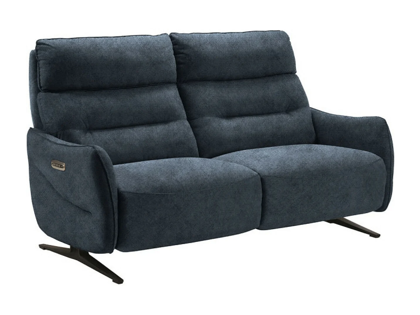 Canapé de relaxation en microfibre Kondonia-Couleur Bleu foncé-Système Electrique-3 places