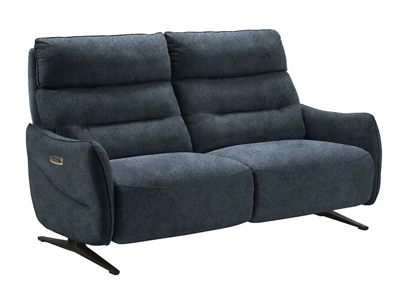 Canapé de relaxation en microfibre Kondonia-Couleur Bleu foncé-Système Electrique-3 places