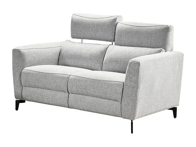 Canapé de relaxation en tissu Bakay-Gris clair-Système Fixe - sans relax-2 places