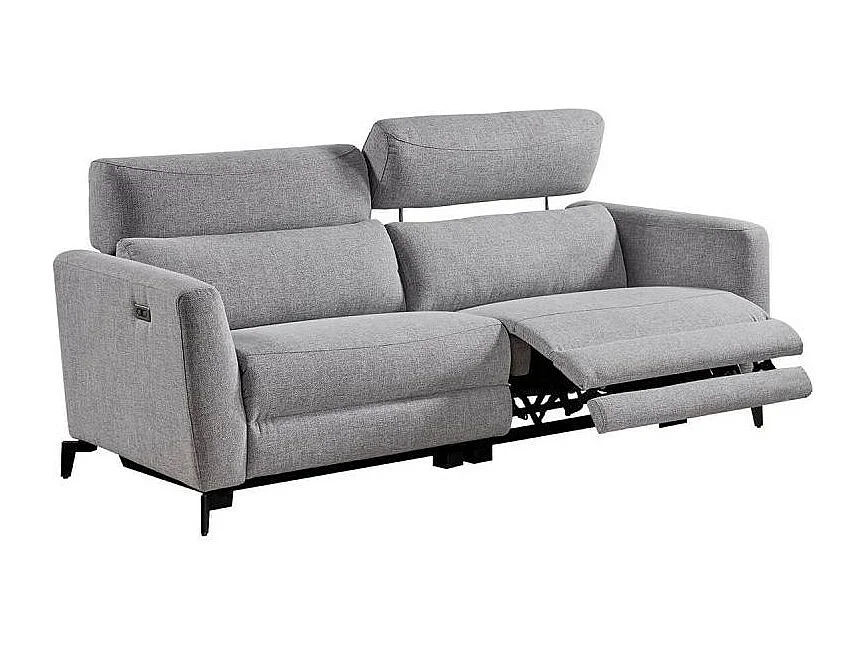 Canapé de relaxation en tissu Bakay-Gris clair-Système Fixe - sans relax-2 places