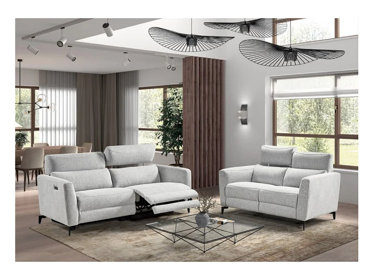 Canapé de relaxation électrique en tissu Bakay-Couleur Gris clair-Système Fixe - sans relax-2 places