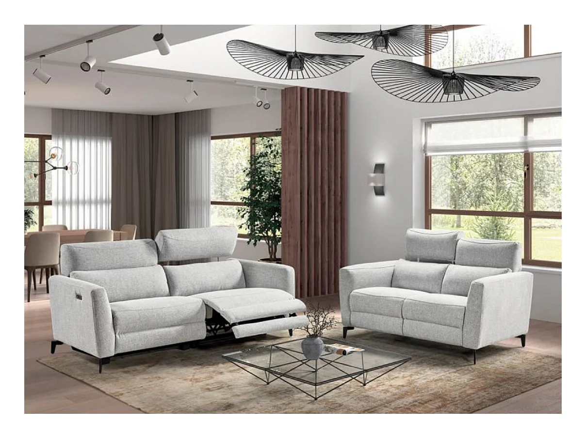 Canapé de relaxation électrique en tissu Bakay-Couleur Gris clair-Système Fixe - sans relax-2 places