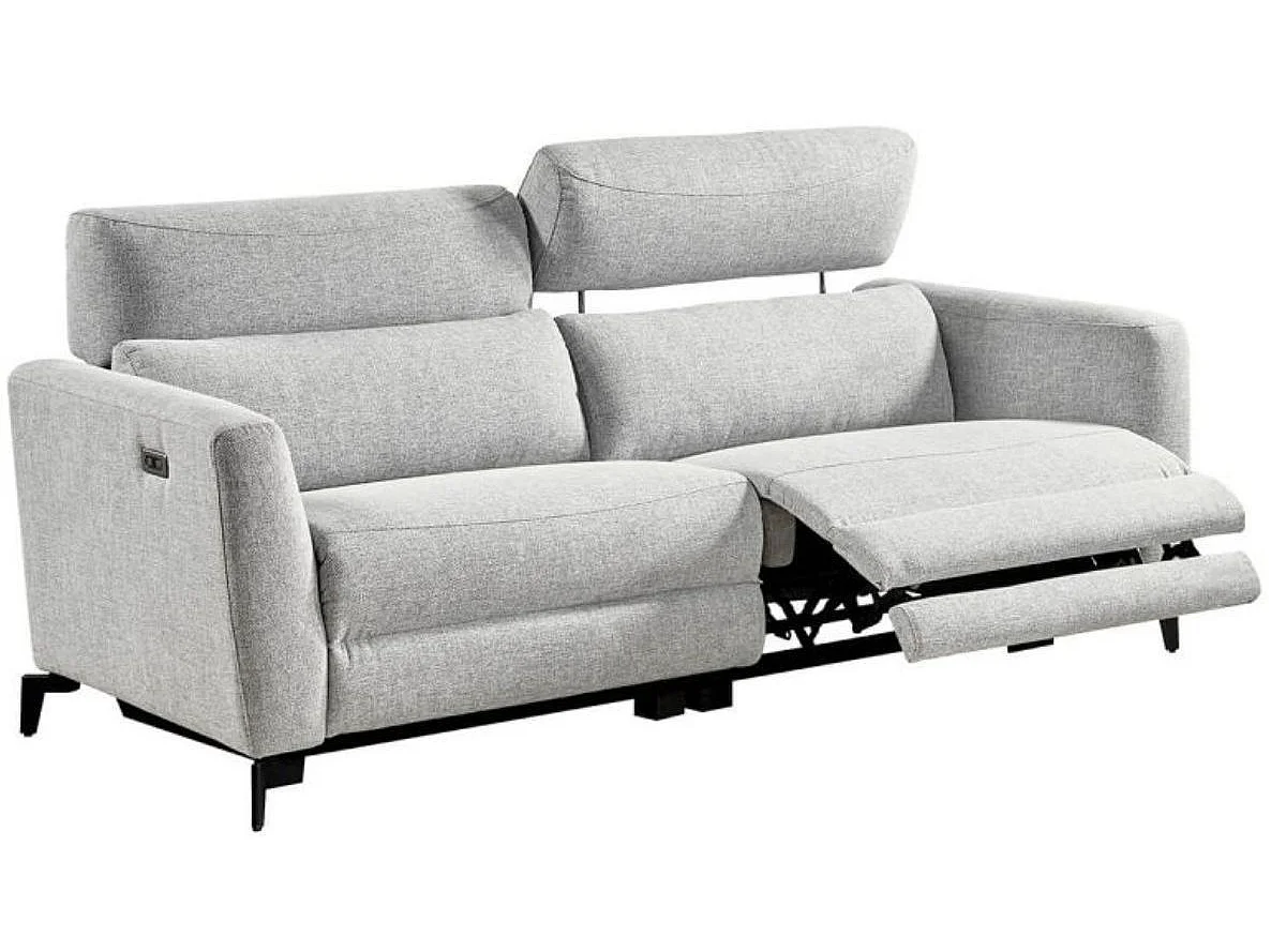 Canapé de relaxation en tissu Bakay-Gris clair-Système Fixe - sans relax-2 places