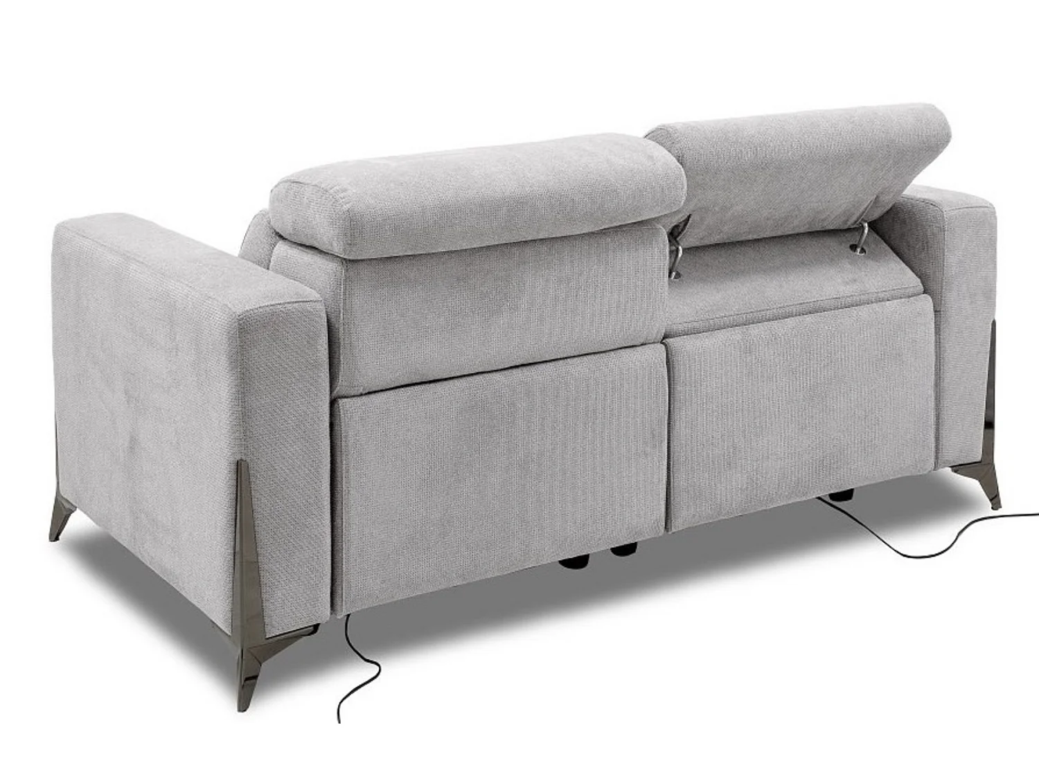 Canapé de relaxation en tissu Bakay-Gris clair-Système Fixe - sans relax-2 places