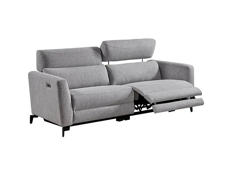 Canapé de relaxation en tissu Bakay-Gris clair-Système Fixe - sans relax-2 places