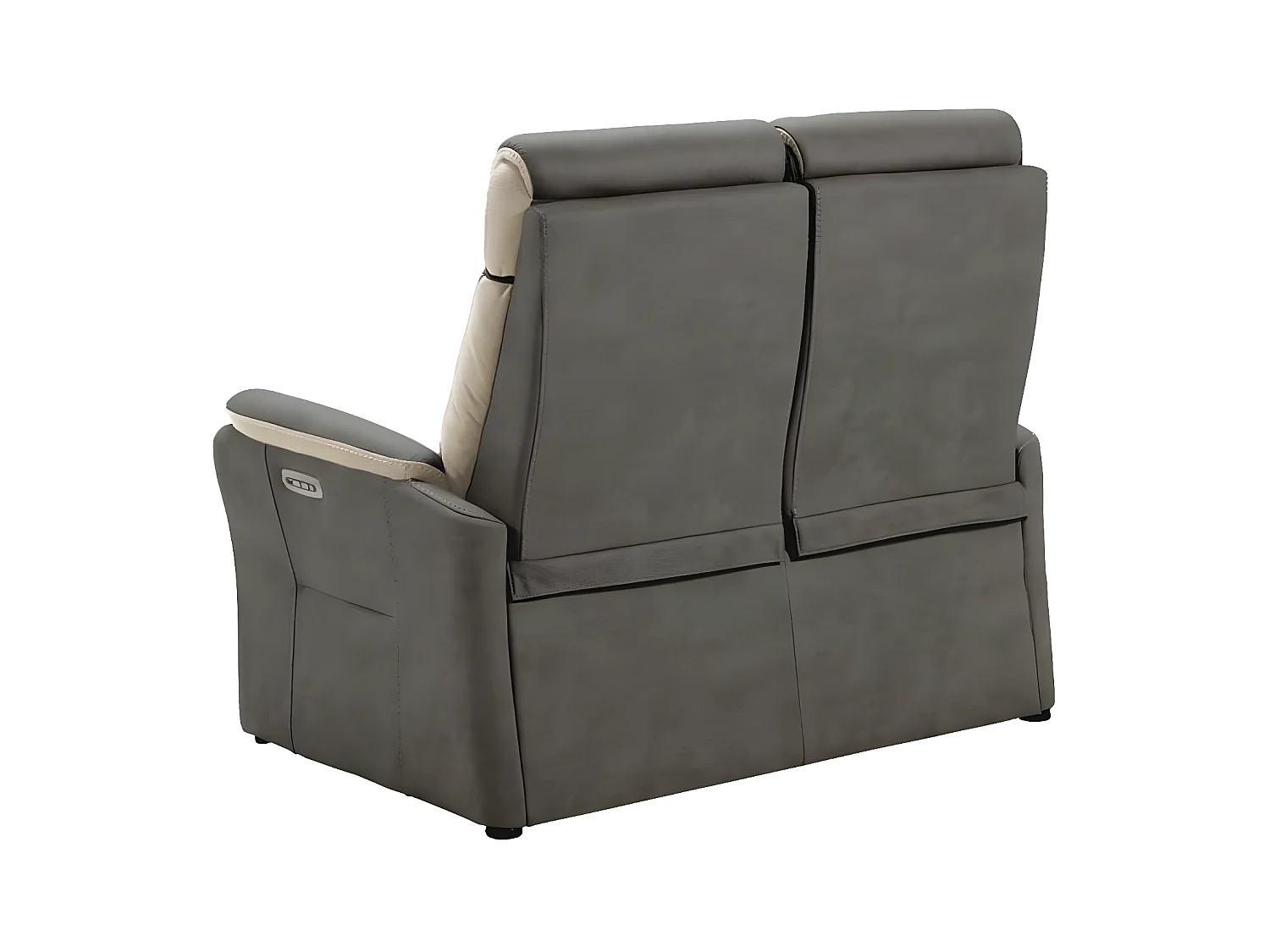 Canapé de relaxation électrique en nubuck Kondort-Couleur Gris foncé-2 places fixe