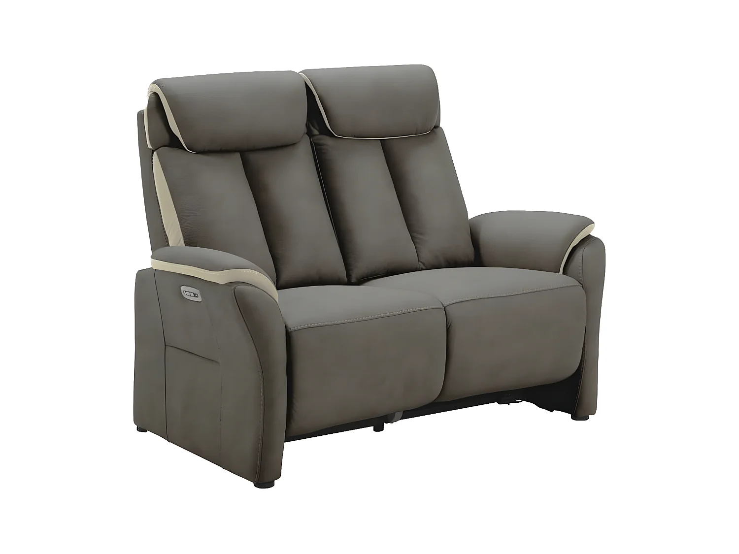 Canapé de relaxation électrique en nubuck Kondort-Couleur Gris foncé-2 places fixe