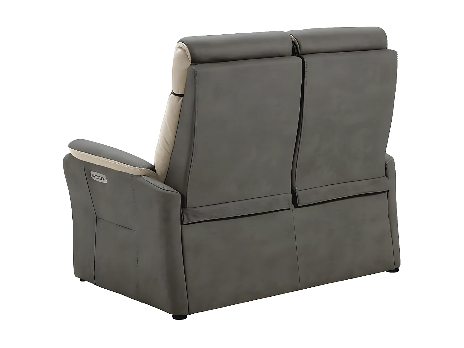 Canapé de relaxation en nubuck Kondort-Gris foncé-2 places fixe